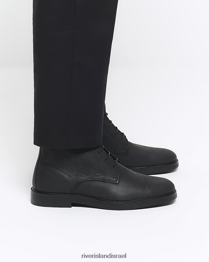 הַנעָלָה River Island מגפי צ'וקה שרוכים שָׁחוֹר גברים BDZ4082700