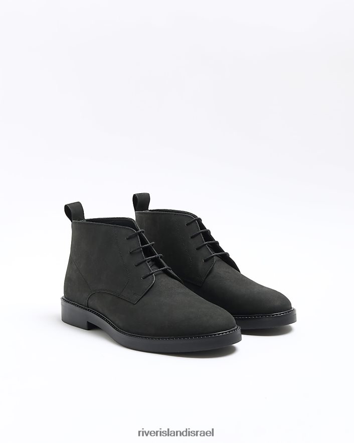 הַנעָלָה River Island מגפי צ'וקה שרוכים שָׁחוֹר גברים BDZ4082700