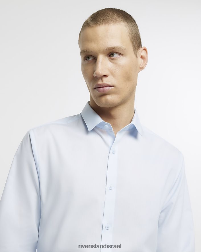 לבוש River Island חולצה חכמה בגזרה דקיקה כחול בהיר גברים BDZ4082704