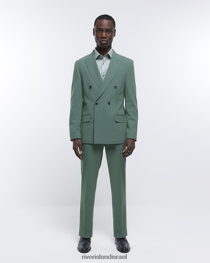 לבוש River Island חולצה חכמה בגזרה דקיקה ירוק גברים BDZ4082705