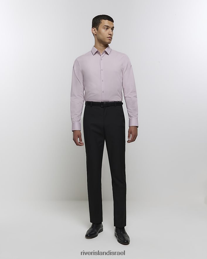 לבוש River Island חולצה חכמה בגזרה דקיקה וָרוֹד גברים BDZ4082707