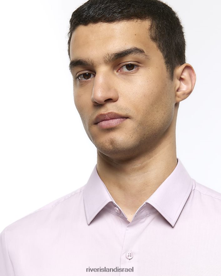 לבוש River Island חולצה חכמה בגזרה דקיקה וָרוֹד גברים BDZ4082707