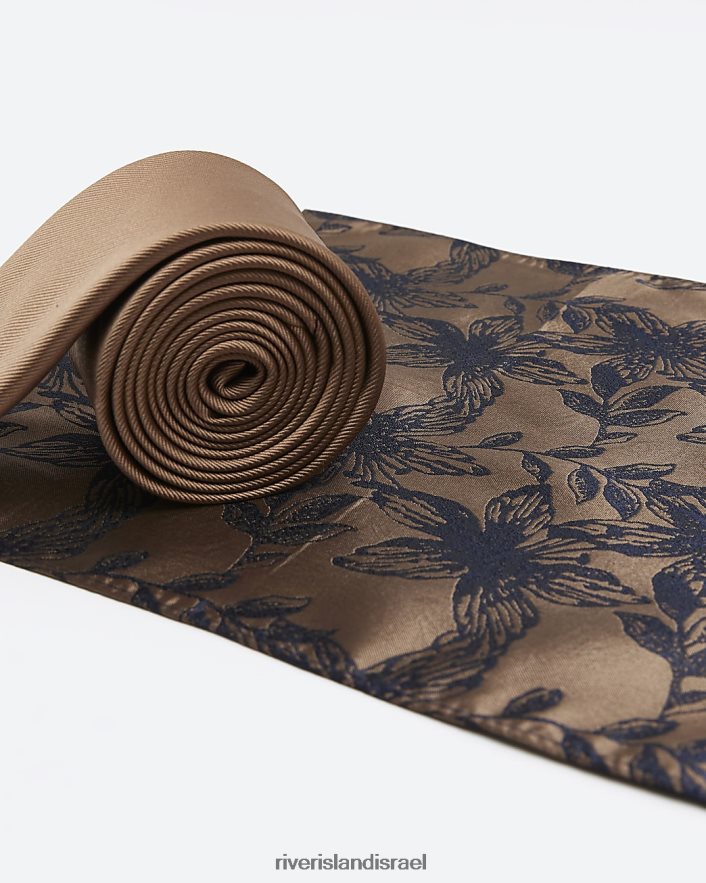 אביזרים River Island סט עניבות אריג ומטפחת פרחונית בז' גברים BDZ4082709