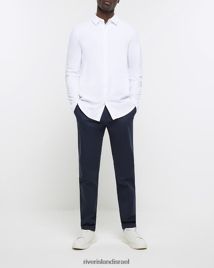 לבוש River Island חולצת ג'רסי בכושר רגיל לבן גברים BDZ4082721