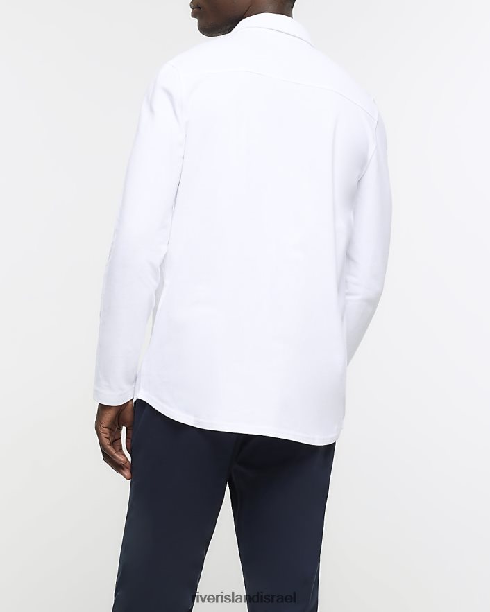 לבוש River Island חולצת ג'רסי בכושר רגיל לבן גברים BDZ4082721