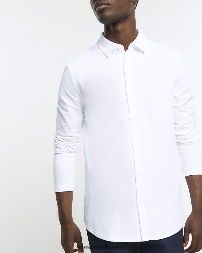 לבוש River Island חולצת ג'רסי בכושר רגיל לבן גברים BDZ4082721