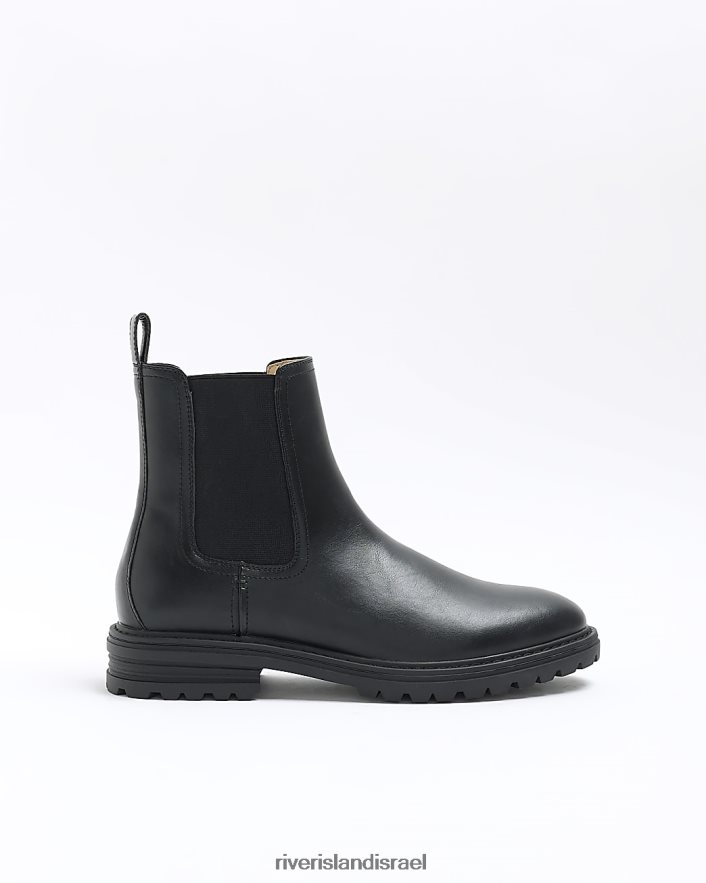 הַנעָלָה River Island מגפי צ'לסי מעור מלאכותי שָׁחוֹר גברים BDZ4082722