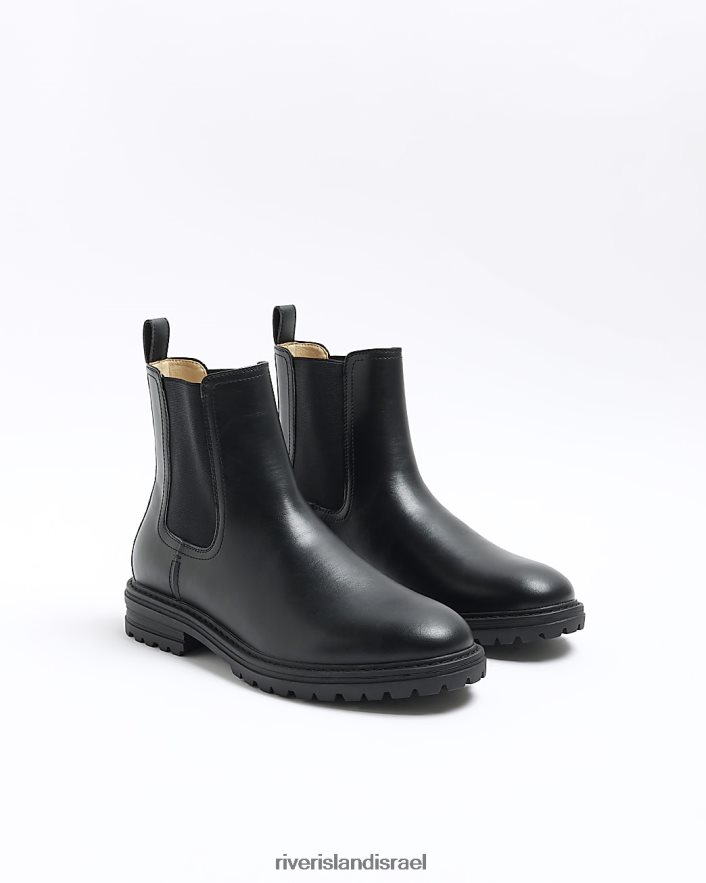 הַנעָלָה River Island מגפי צ'לסי מעור מלאכותי שָׁחוֹר גברים BDZ4082722