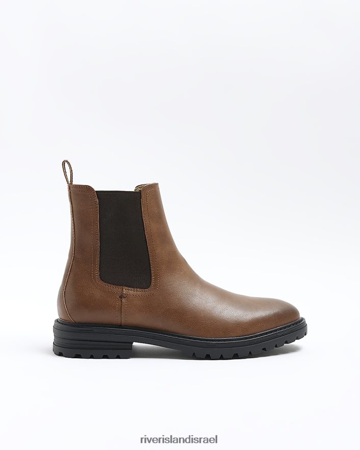 הַנעָלָה River Island מגפי צ'לסי מעור מלאכותי חום גברים BDZ4082723