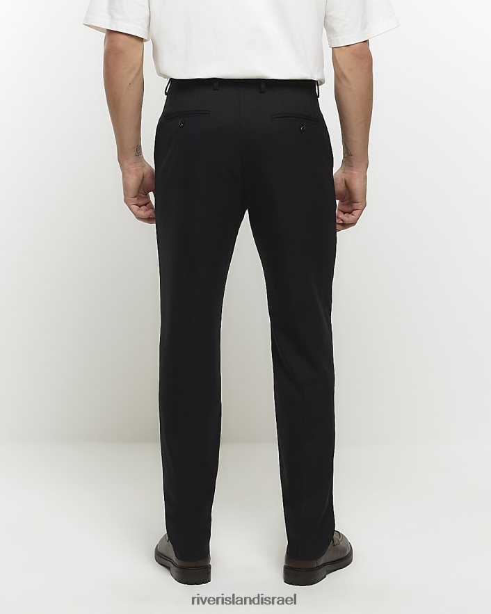 לבוש River Island מכנסי חליפת צמר בגזרה דקיקה שָׁחוֹר גברים BDZ4082725