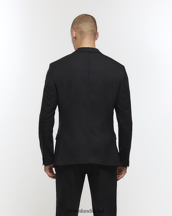לבוש River Island ז'קט חליפת תערובת צמר בגזרה דקיקה שָׁחוֹר גברים BDZ4082727