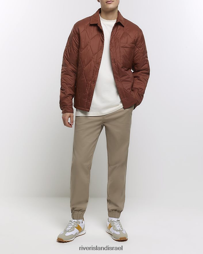 לבוש River Island משיכה רגילה במכנסיים עם חפתים בז' גברים BDZ4082728