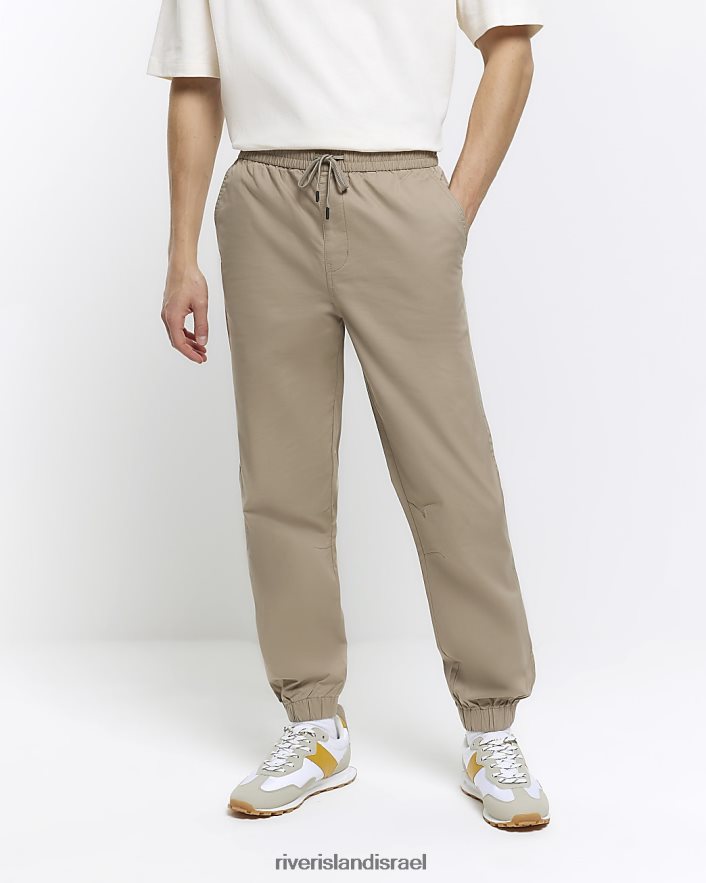 לבוש River Island משיכה רגילה במכנסיים עם חפתים בז' גברים BDZ4082728