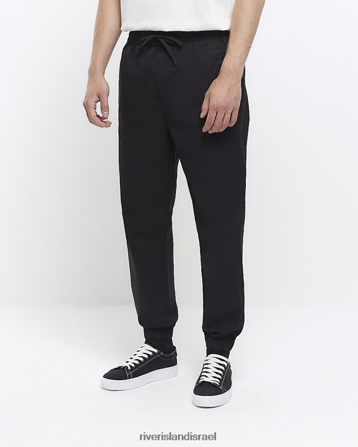 לבוש River Island משיכה רגילה במכנסיים עם חפתים שָׁחוֹר גברים BDZ4082729