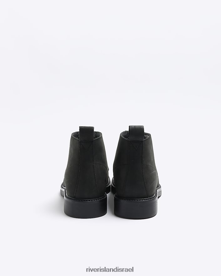 הַנעָלָה River Island מגפי צ'וקה שרוכים בגזרה רחבה שָׁחוֹר גברים BDZ4082732