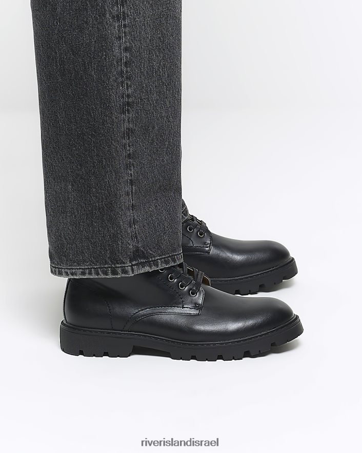 הַנעָלָה River Island מגפי קרב מעור מלאכותי שָׁחוֹר גברים BDZ4082753
