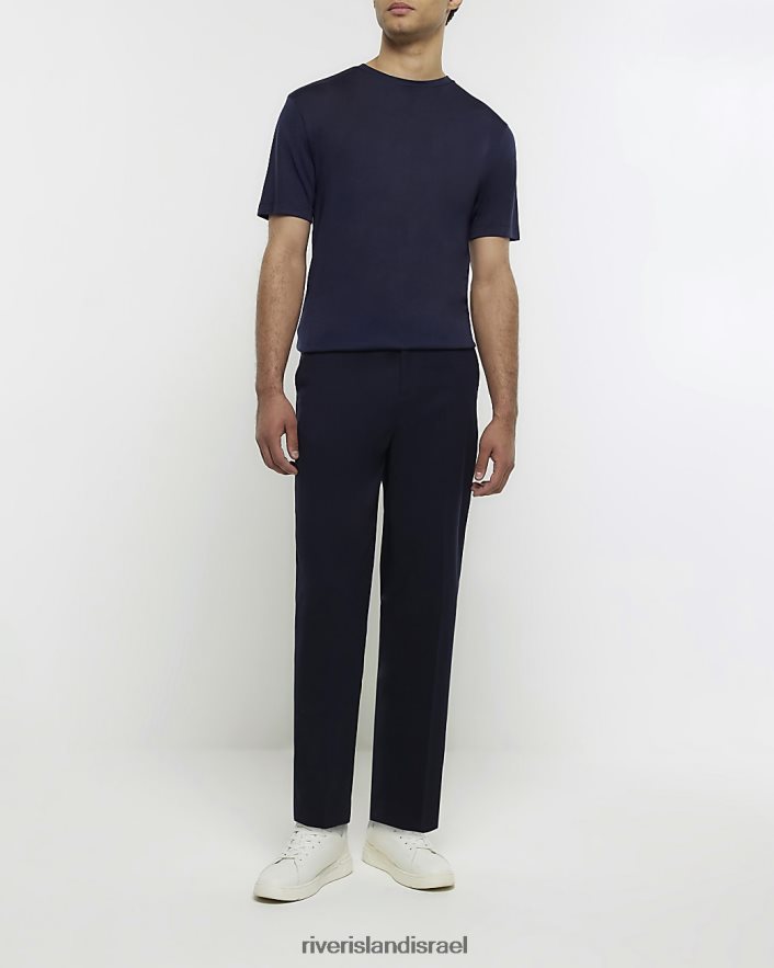 לבוש River Island חולצת טריקו רזה בגזרה דקיקה חיל הים גברים BDZ4082754