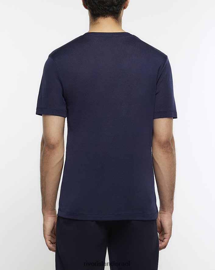 לבוש River Island חולצת טריקו רזה בגזרה דקיקה חיל הים גברים BDZ4082754