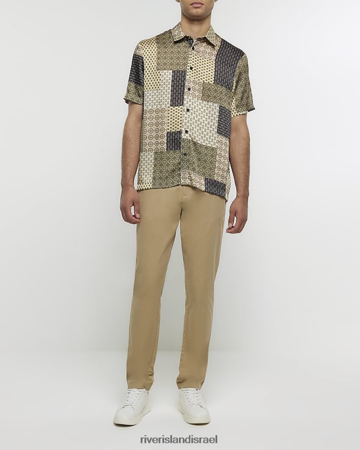 לבוש River Island חולצת טלאים בכושר רגיל אֶבֶן גברים BDZ4082759