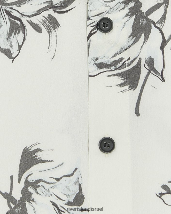 לבוש River Island חולצה פרחונית בהתאמה רגילה עם שרוולים קצרים לבן גברים BDZ4082762