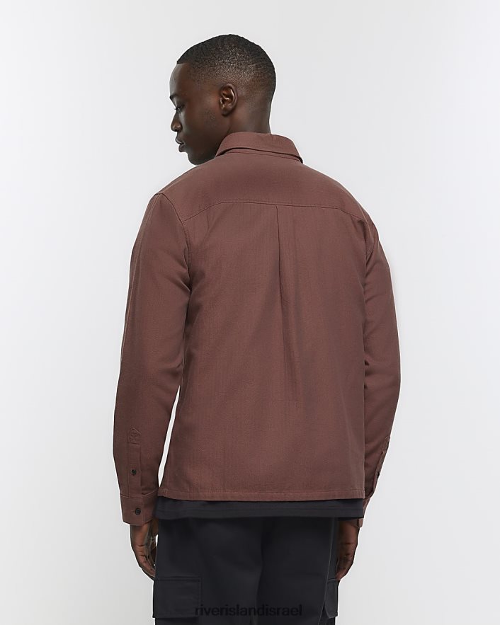 לבוש River Island חולצה בעלת מרקם בכושר רגיל אָדוֹם גברים BDZ4082770