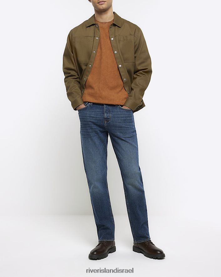 לבוש River Island חולצת טריקו בכושר אוברסייז חום שטוף גברים BDZ4082773