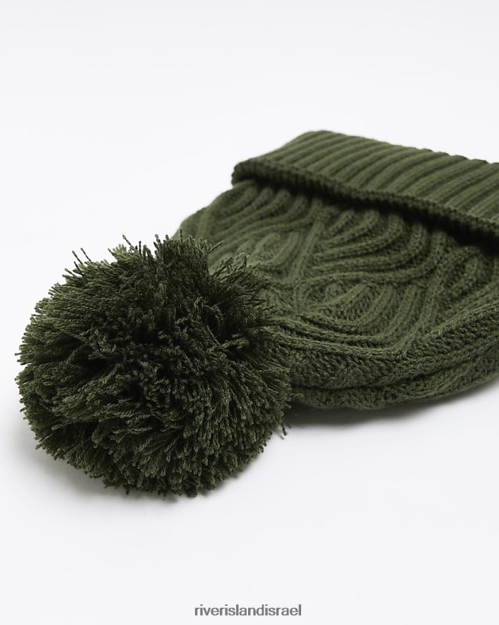 אביזרים River Island כפף בובל סרוג בכבלים ירוק גברים BDZ4082775