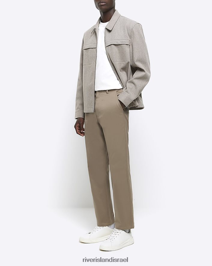 לבוש River Island מכנסיים חכמים דקים בגזרה ישרה בז' גברים BDZ4082779