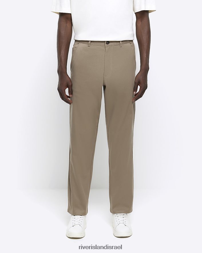 לבוש River Island מכנסיים חכמים דקים בגזרה ישרה בז' גברים BDZ4082779