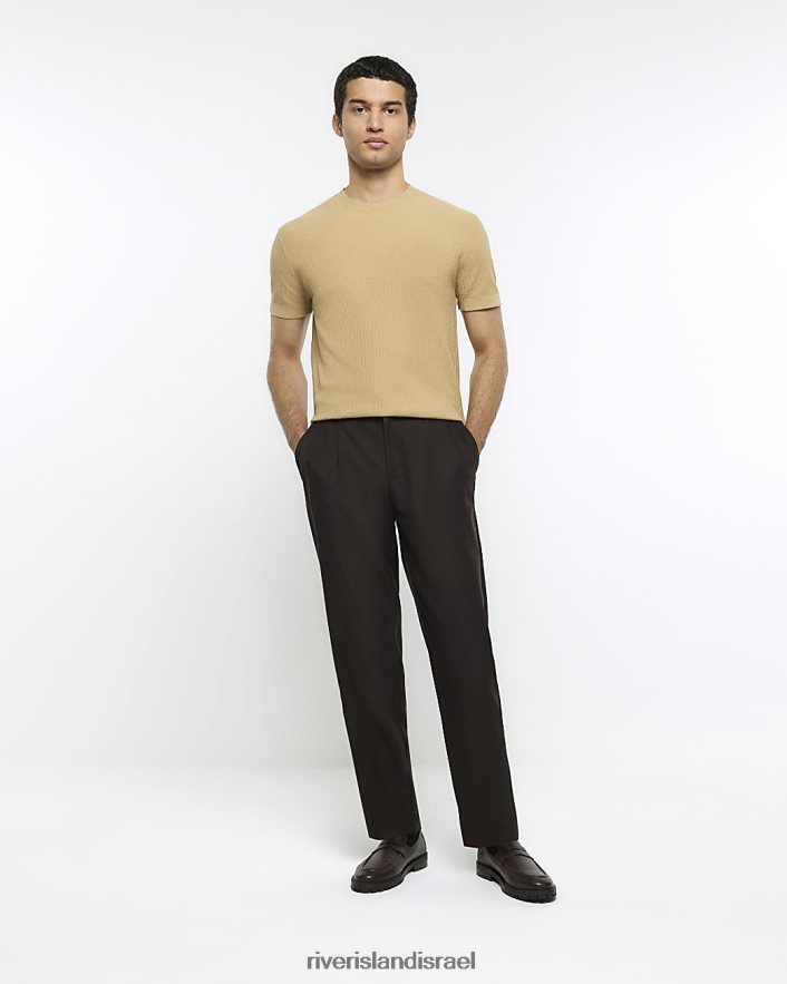 לבוש River Island חולצת טריקו סרוגה בגזרה דקיקה אֶבֶן גברים BDZ4082783