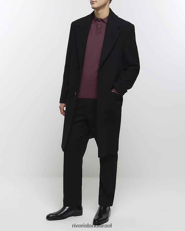 לבוש River Island פולו עם שרוול ארוך בגזרה דקיקה סָגוֹל גברים BDZ4082793