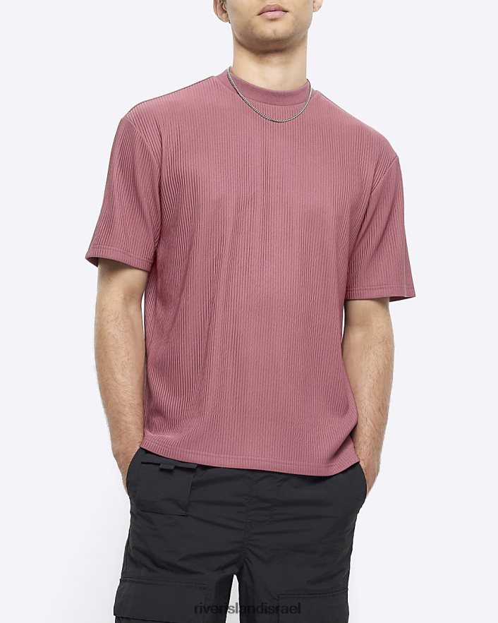 לבוש River Island חולצת פליס בכושר רגיל וָרוֹד גברים BDZ4082797