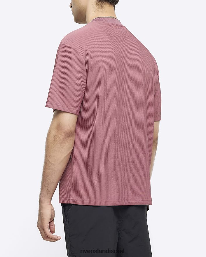 לבוש River Island חולצת פליס בכושר רגיל וָרוֹד גברים BDZ4082797