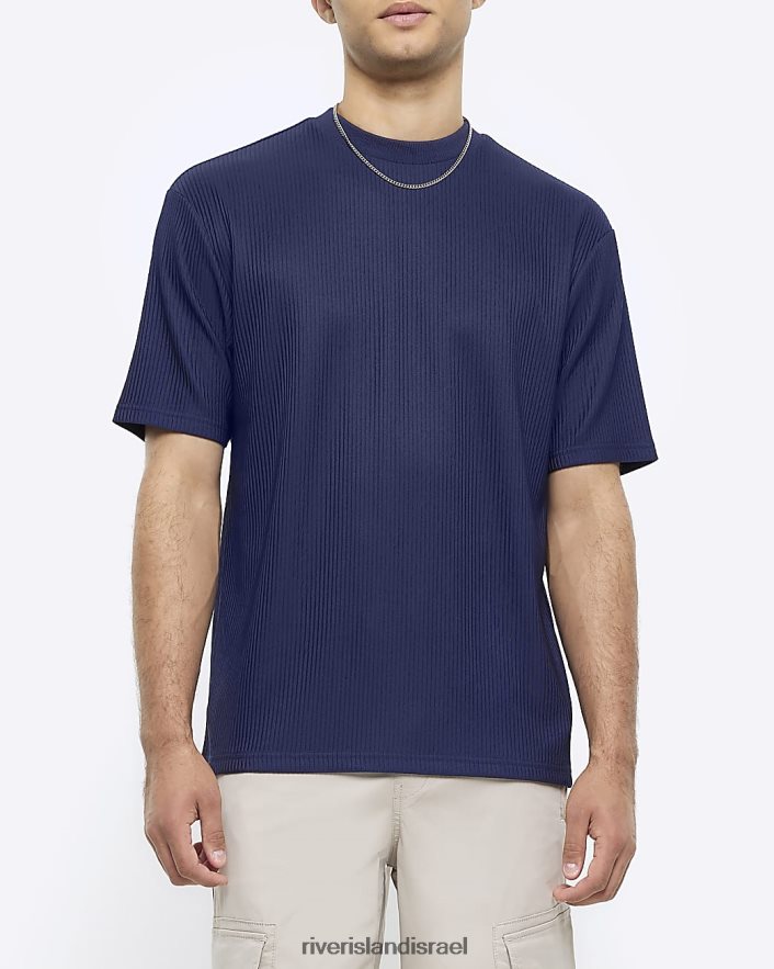 לבוש River Island חולצת פליס בכושר רגיל חיל הים גברים BDZ4082799