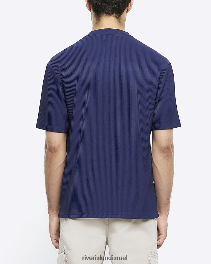 לבוש River Island חולצת פליס בכושר רגיל חיל הים גברים BDZ4082799