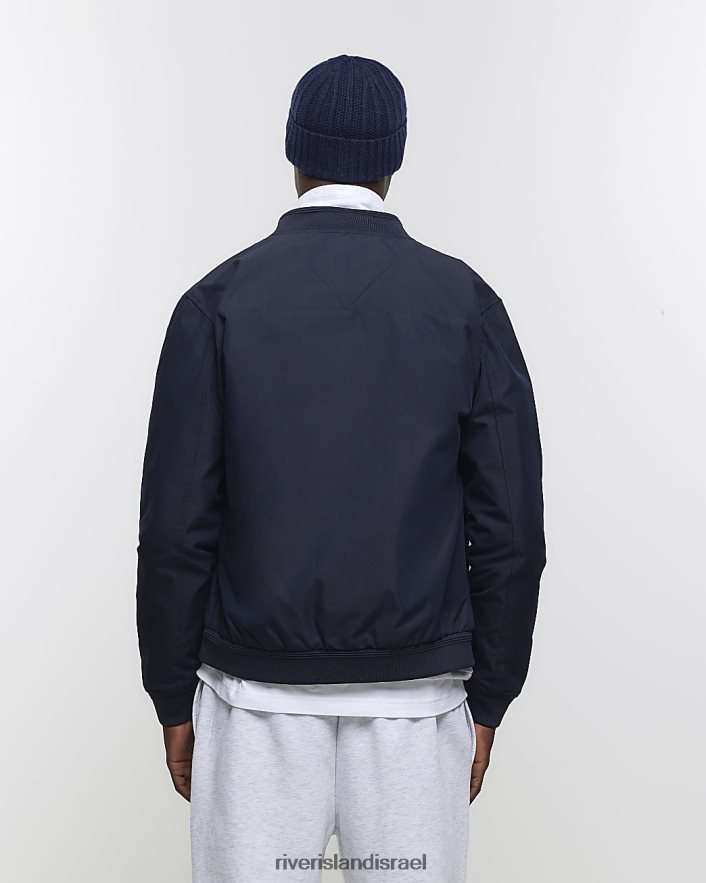 לבוש River Island מעיל בומבר עם רוכסן בכושר רגיל חיל הים גברים BDZ4082825