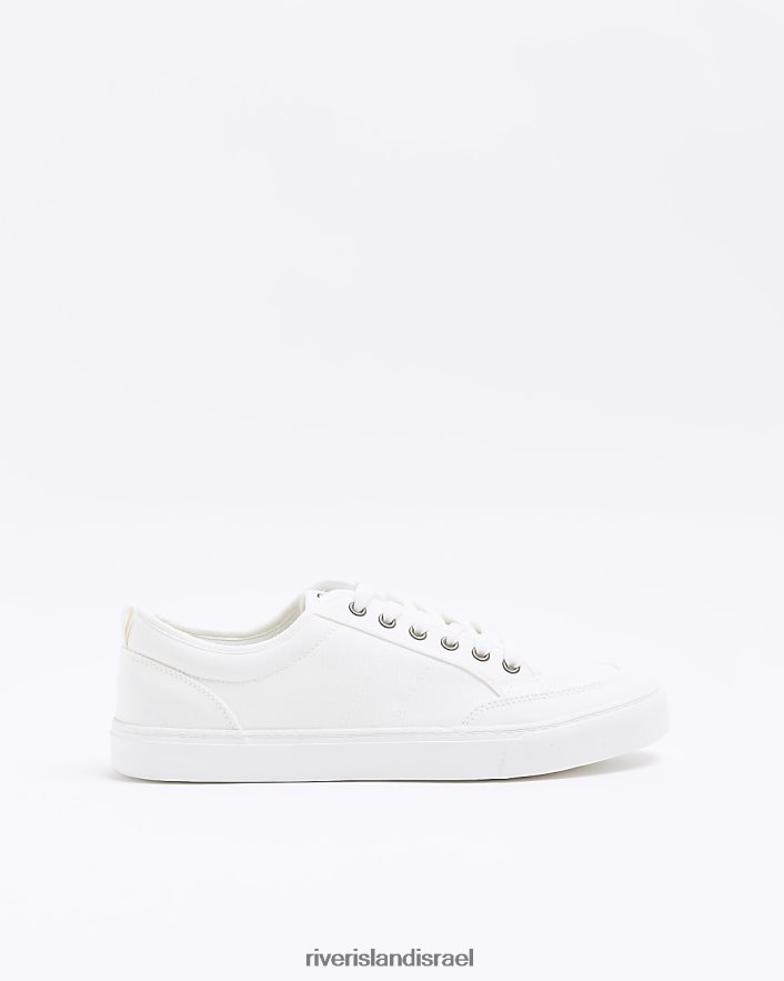 הַנעָלָה River Island נעלי קנבס עם שרוכים לבן גברים BDZ4082828
