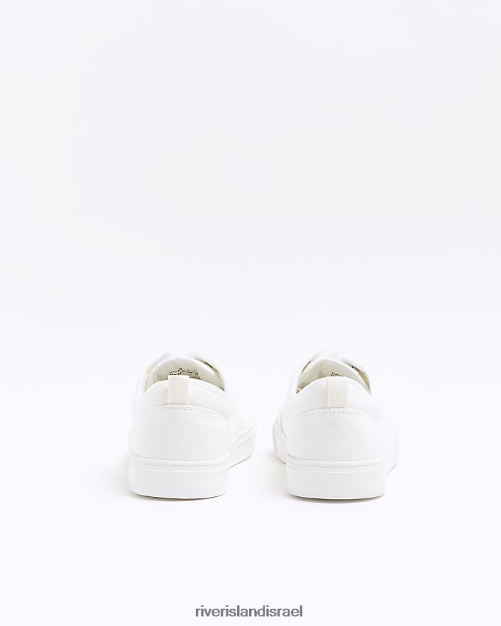 הַנעָלָה River Island נעלי קנבס עם שרוכים לבן גברים BDZ4082828