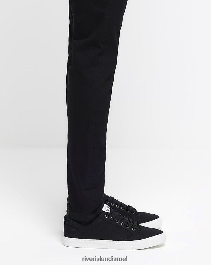 הַנעָלָה River Island נעלי קנבס עם שרוכים שָׁחוֹר גברים BDZ4082829