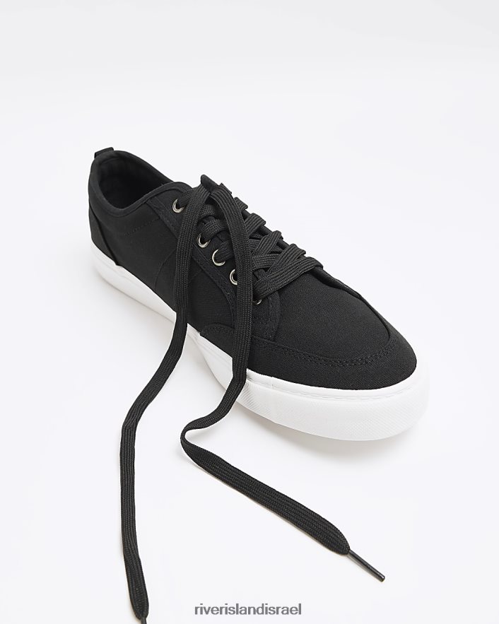 הַנעָלָה River Island נעלי קנבס עם שרוכים שָׁחוֹר גברים BDZ4082829