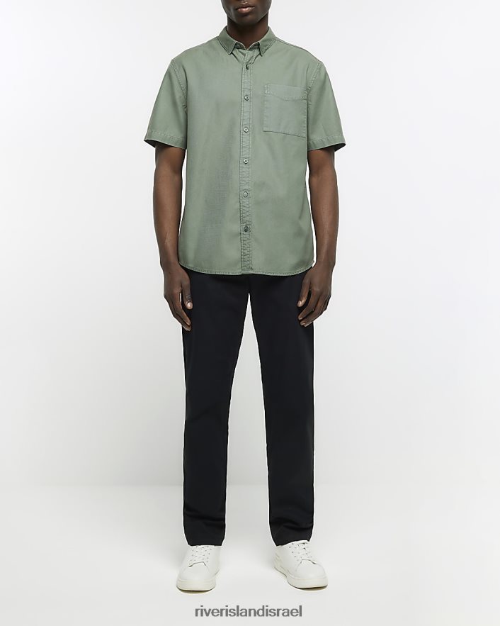 לבוש River Island חולצת ליוסל עם שרוול קצר בכושר רגיל חָקִי גברים BDZ4082835