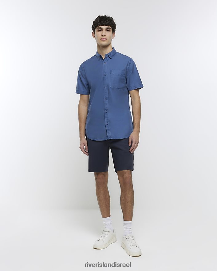 לבוש River Island חולצת ליוסל עם שרוול קצר בכושר רגיל חיל הים גברים BDZ4082836