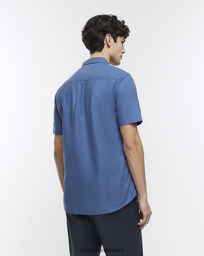 לבוש River Island חולצת ליוסל עם שרוול קצר בכושר רגיל חיל הים גברים BDZ4082836