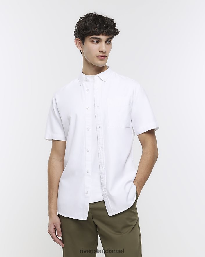 לבוש River Island חולצת ליוסל עם שרוול קצר בכושר רגיל לבן גברים BDZ4082837