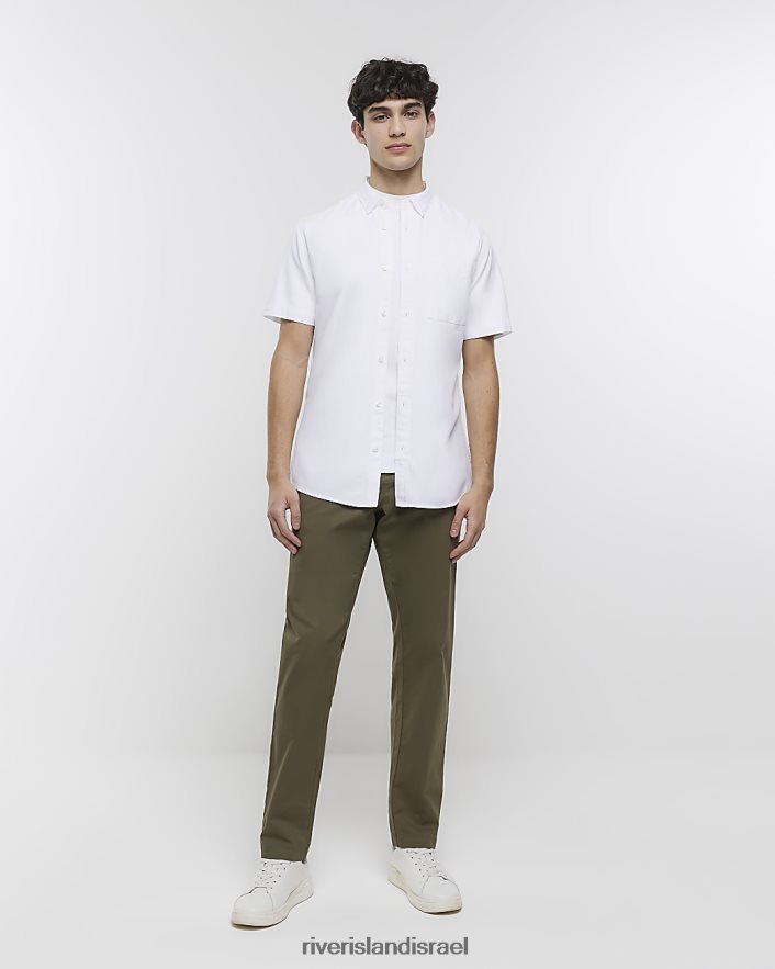 לבוש River Island חולצת ליוסל עם שרוול קצר בכושר רגיל לבן גברים BDZ4082837