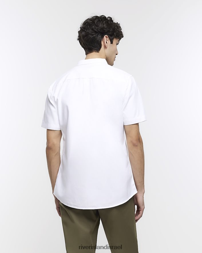 לבוש River Island חולצת ליוסל עם שרוול קצר בכושר רגיל לבן גברים BDZ4082837