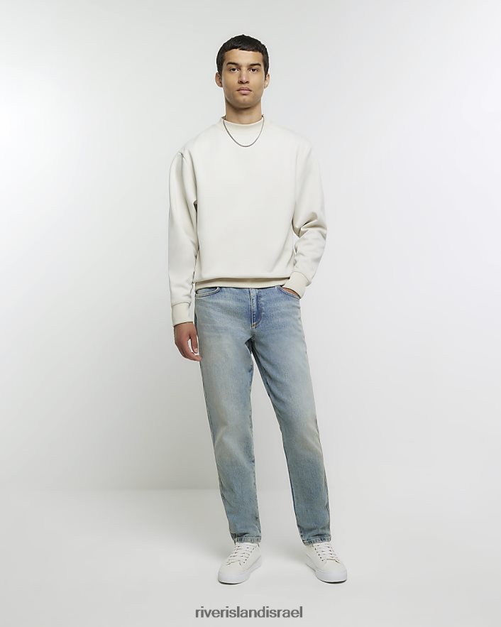 לבוש River Island ג'ינס דהה בגזרה מחודדת כְּחוֹל גברים BDZ4082854