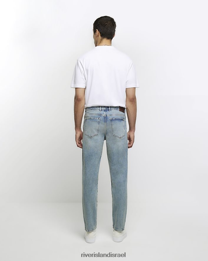 לבוש River Island ג'ינס דהה בגזרה מחודדת כְּחוֹל גברים BDZ4082854