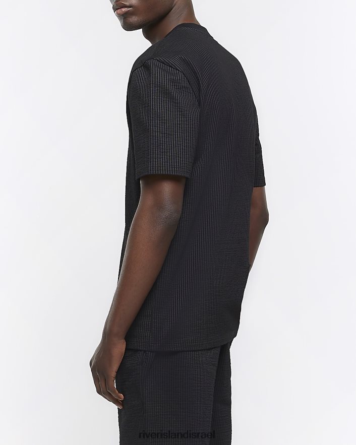 לבוש River Island חולצת טריקו בכושר רגיל שָׁחוֹר גברים BDZ4082861