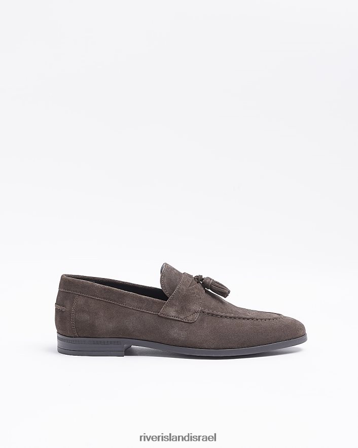 הַנעָלָה River Island נעלי צחצוח גדילי זמש חום גברים BDZ4082865